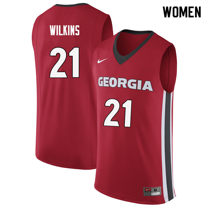Women #21 Dominique Wilkins Georgia Bulldogs College Basketball Jerseys Sale-Red - Click Image to Close